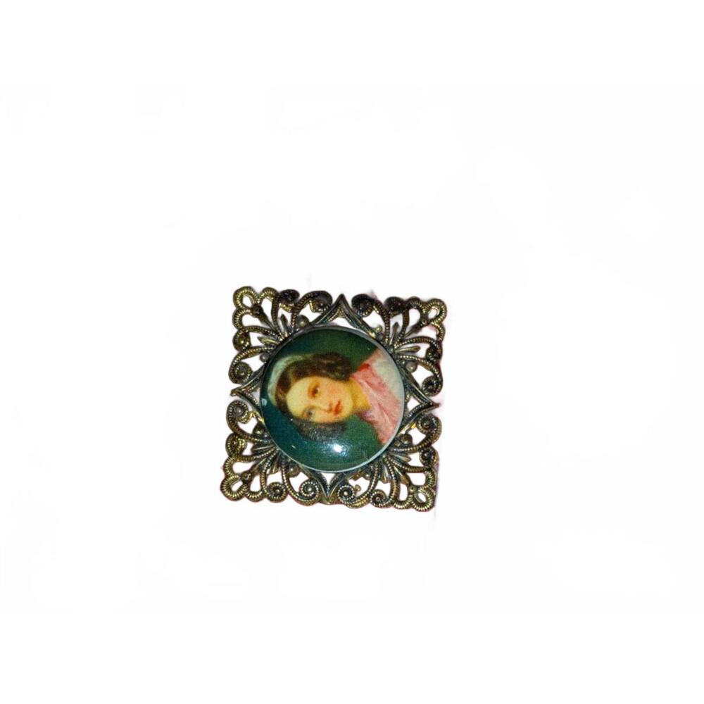 Vintage Portrait Filigree Brooch Pin - Picture 2 of 8